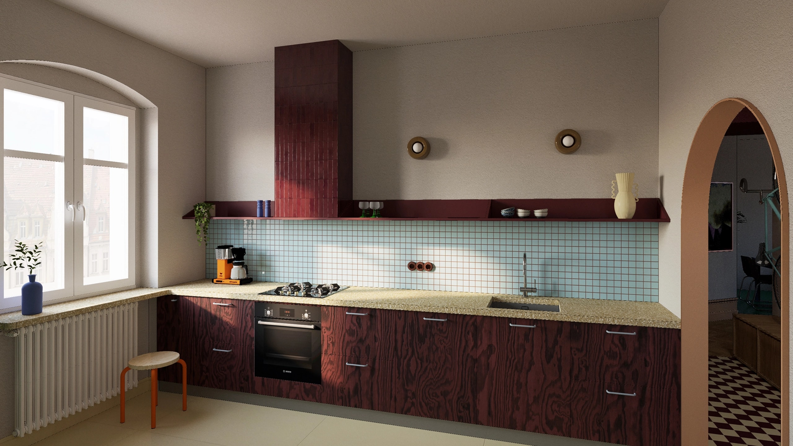 Apartment interior in a townhouse designed by kool studio